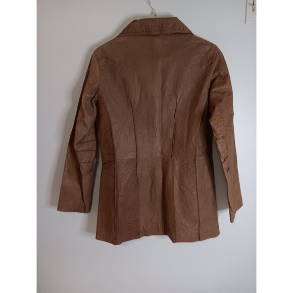 Vintage Wilsons Leather Brown Blazer Jacket Size Large Mid Length - Picture 3 of 3